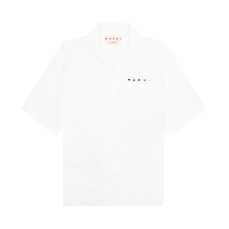 Marni Boxy Fit Logo Bowling Shirt "Lily White"