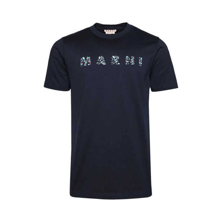 Marni Floral Logo T-Shirt "Blue/Black"