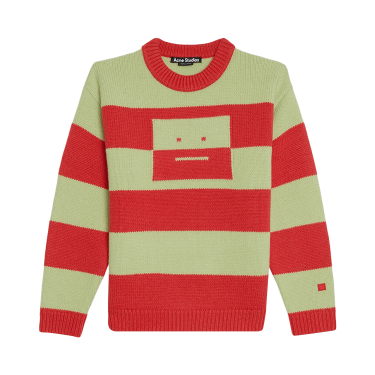Acne Studios Kids Face Crewneck Sweater "Sharp Red/Pale Green"