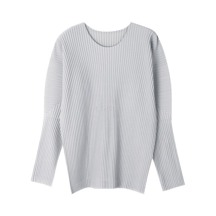 Homme Plissé Issey Miyake Pleated Long-Sleeve T-Shirt "Light Grey"