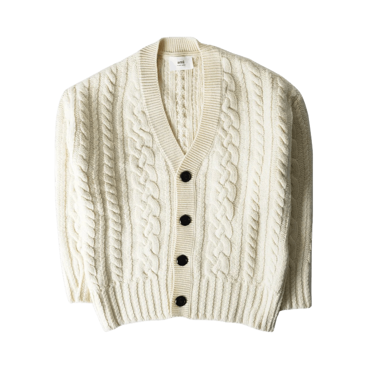Ami English Ribbed Cardigan "Cream"