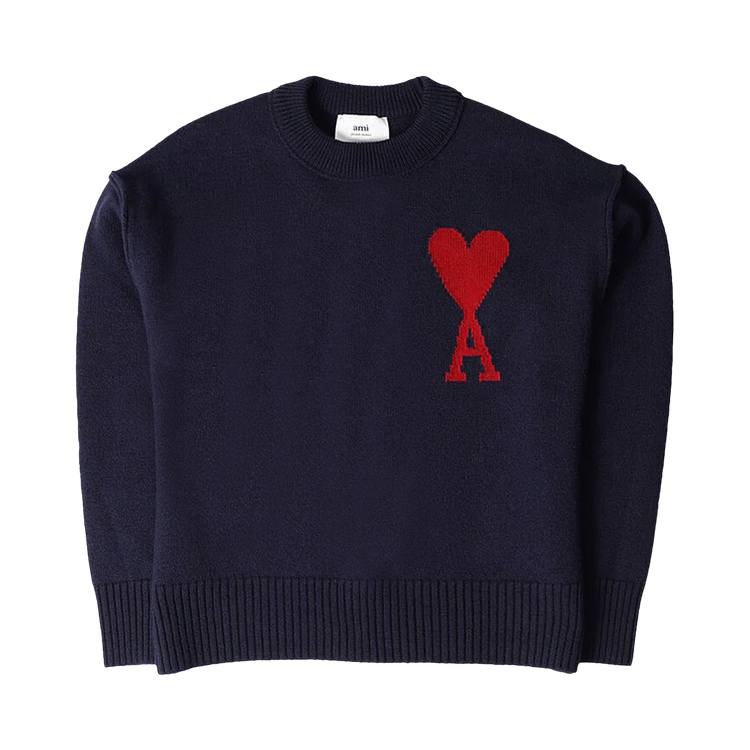 Ami Large Heart Sweater "Blue/Red"