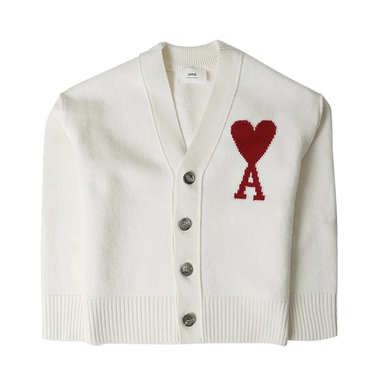 Ami Large Heart Cardigan "White"