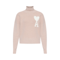 Ami High Collar Sweater "Powder Pink/Ivory"