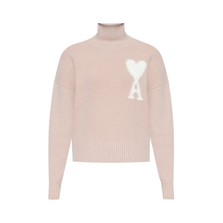 Ami High Collar Sweater "Powder Pink/Ivory"