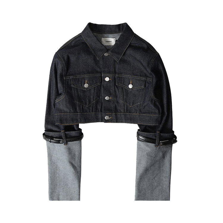 Coperni Cropped Hybrid Denim Jacket "Blue"