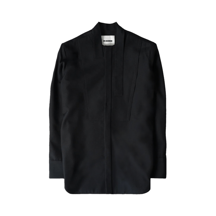 Jil Sander Longline Wool Canvas Shirt "Black"