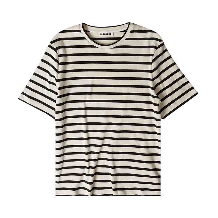 Jil Sander Plus Striped Back Logo T-Shirt "Natural/Black"