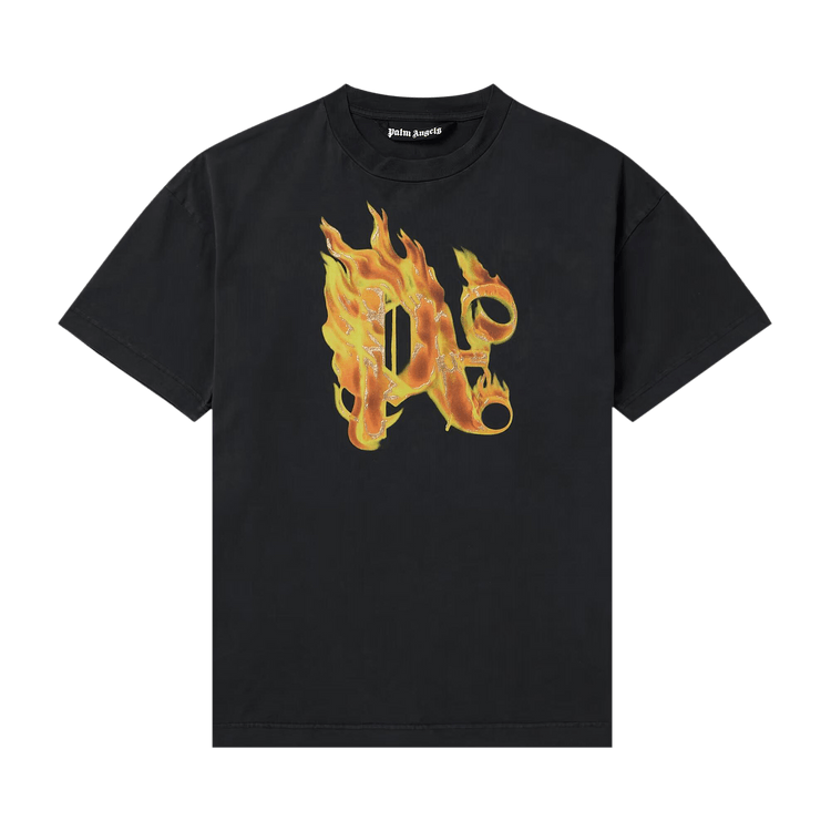 Palm Angels Burning Monogram T-Shirt "Black/Gold"