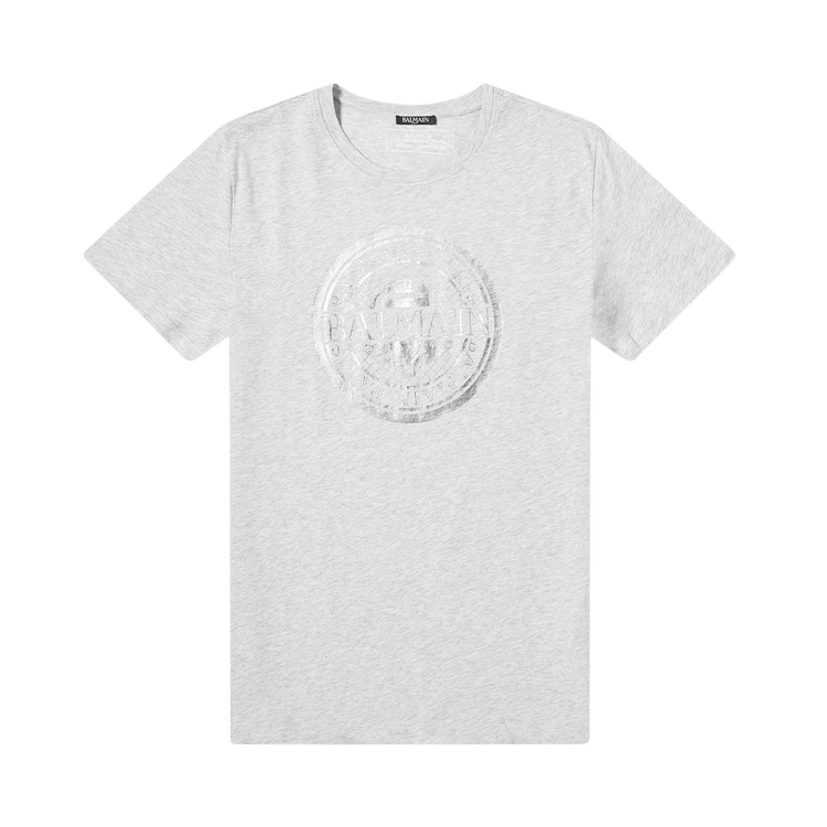 Balmain Metallic Coin Print Tee "Heather Grey"