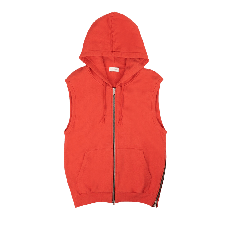 Saint Laurent Sleeveless Zip Hoodie "Red"