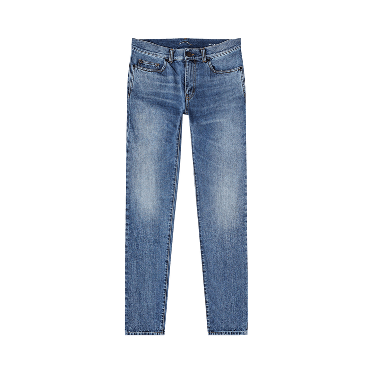 Saint Laurent Faded Straight Fit Leg Jeans "Blue"