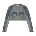 Marine Serre Regenerated Denim Cropped Jacket "Blue"