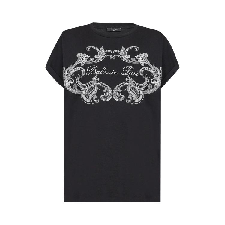 Balmain Signature Paisley T-Shirt "Black/Ivory"