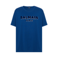 Balmain Metallic Flocked T-Shirt "Blue/Dark Navy/Silver"