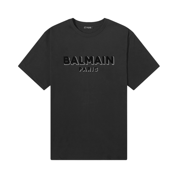 Balmain Metallic Flocked T-Shirt "Black/Black/Silver"