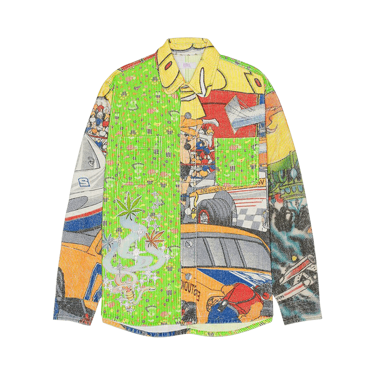 ERL Corduroy Printed Overshirt "Green"