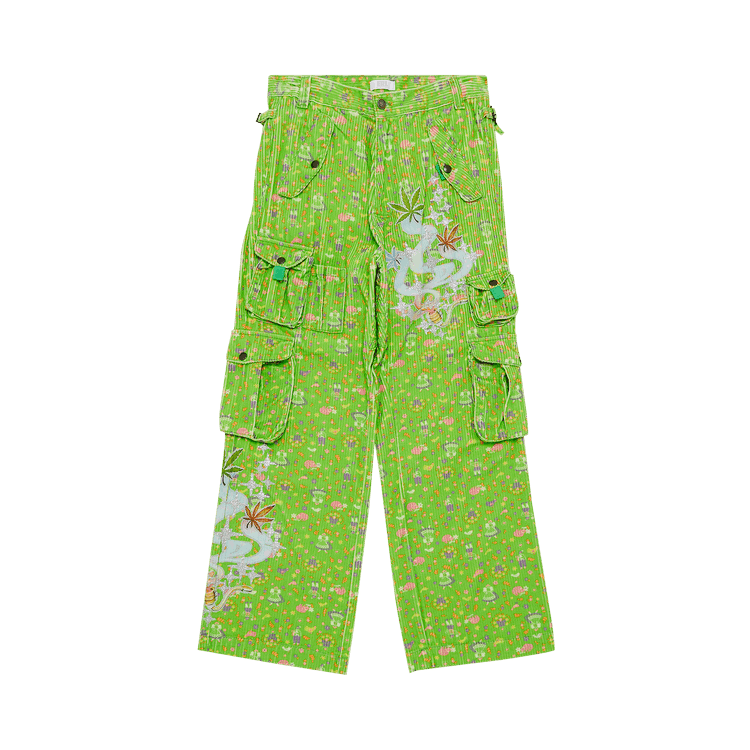 ERL Corduroy Printed Cargo Pants "Green"