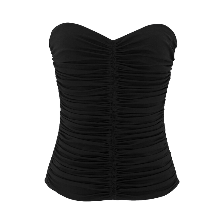 Saint Laurent Ruched Strapless Top "Black"