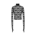 Saint Laurent Floral Jacquard Point D'esprit Tulle Blouse 'Black'