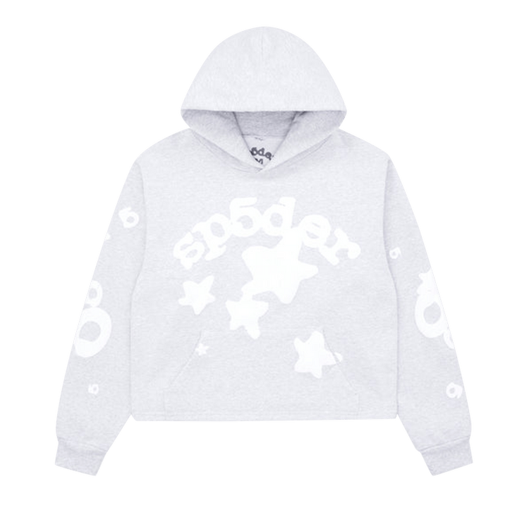 Sp5der Cropped Beluga Hoodie "Heather Grey"