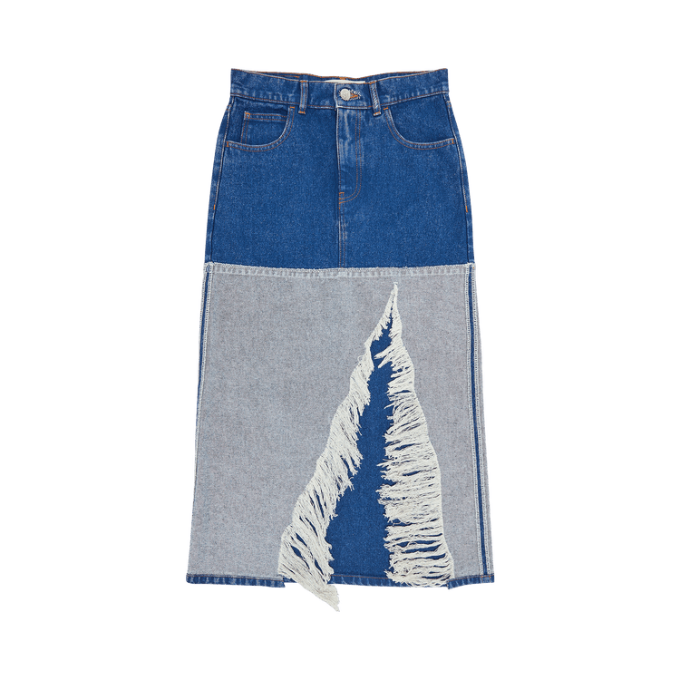 Marni Bleached Coated Denim Skirt "Ocean"