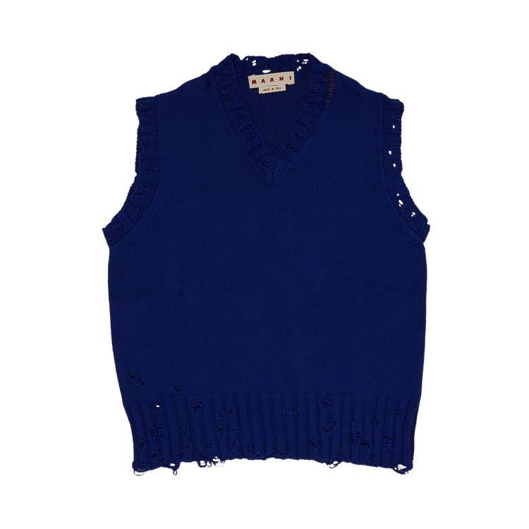 Marni Dishevelled V Neck Sweater "Bluette"