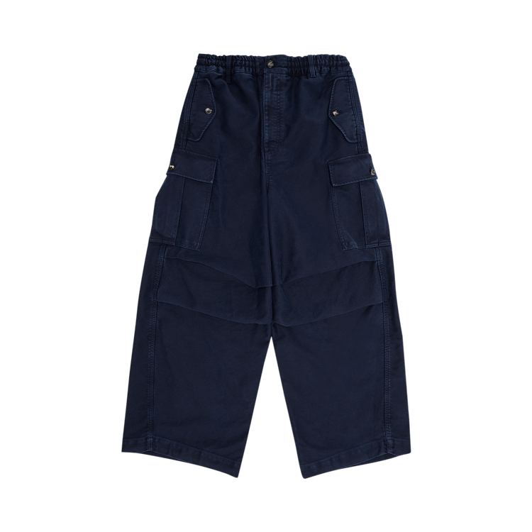 Marni Garment Dyed Compact Moleskine Satin Trousers "Light Navy"