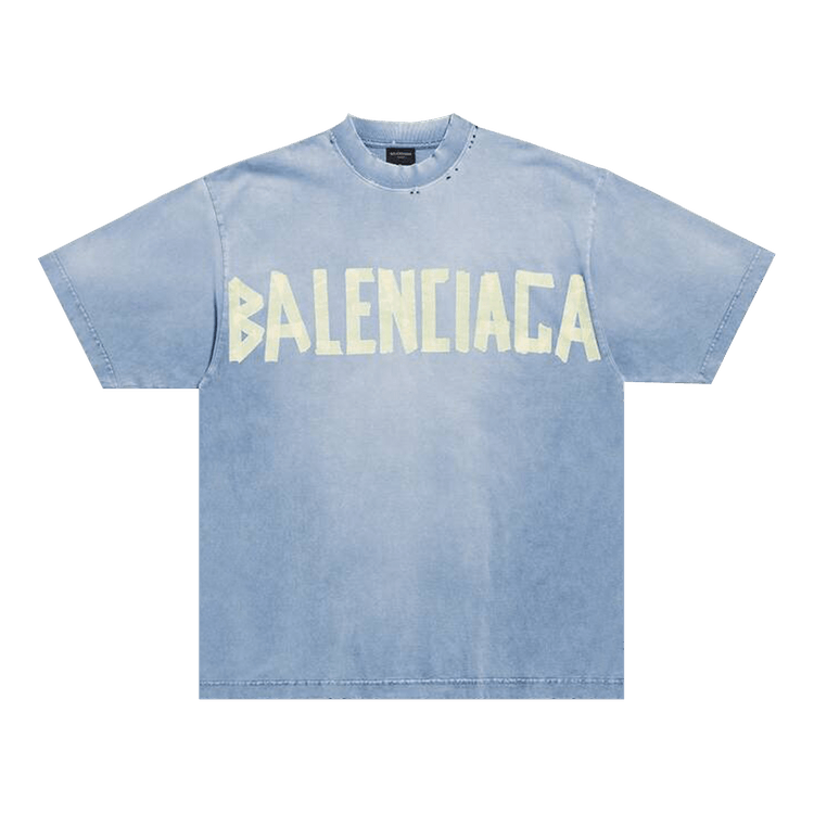 Balenciaga Tape Type Medium Fit T-Shirt "Faded Blue"