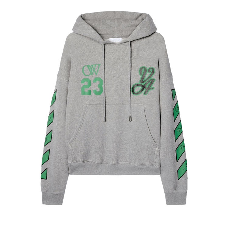 Off-White 23 Varsity Skate Hoodie "Melange Grey/College Green"