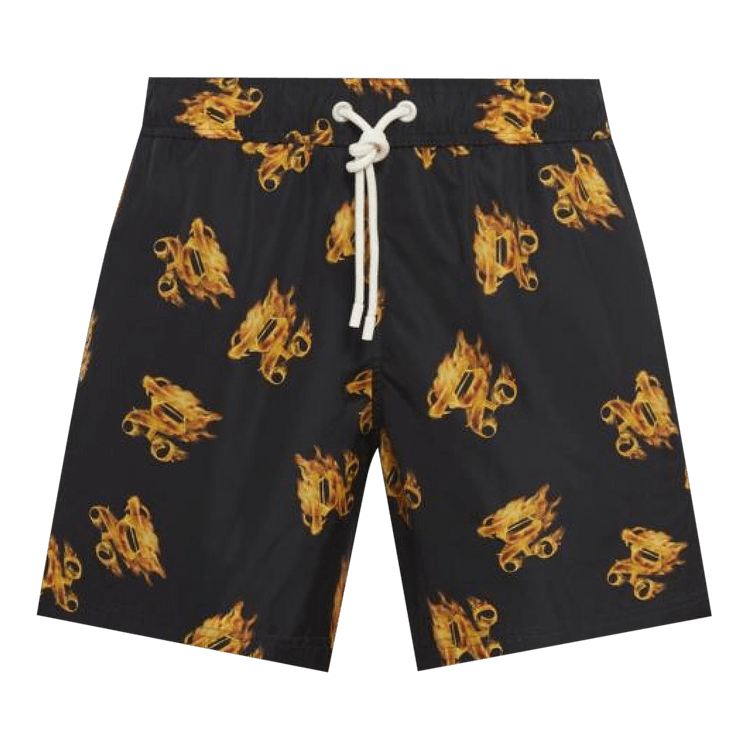 Palm Angels Burning Monogram Swim Shorts "Black/Gold"