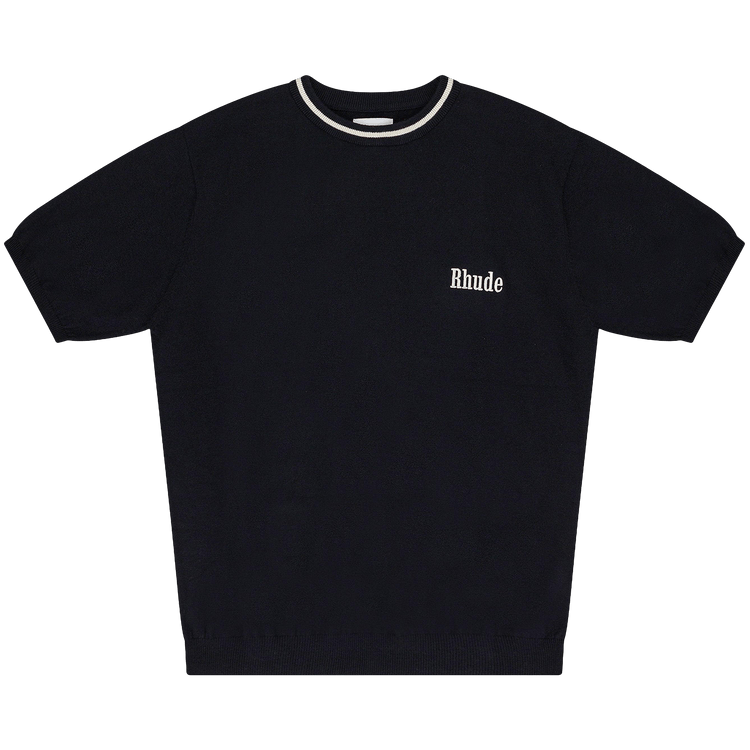Rhude Logo Knit Tee "Black/Ivory"
