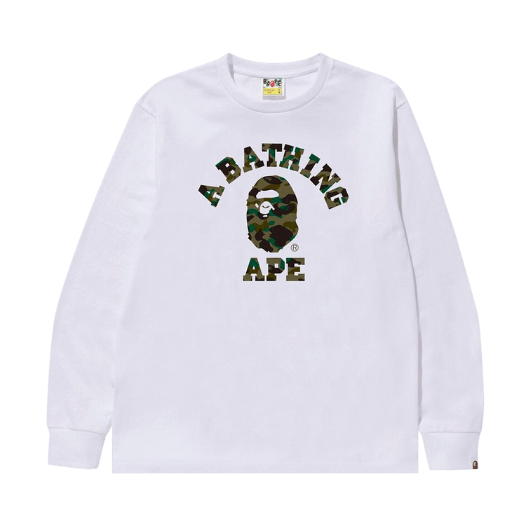 BAPE 1st Camo College Long-Sleeve Tee "White/Green"