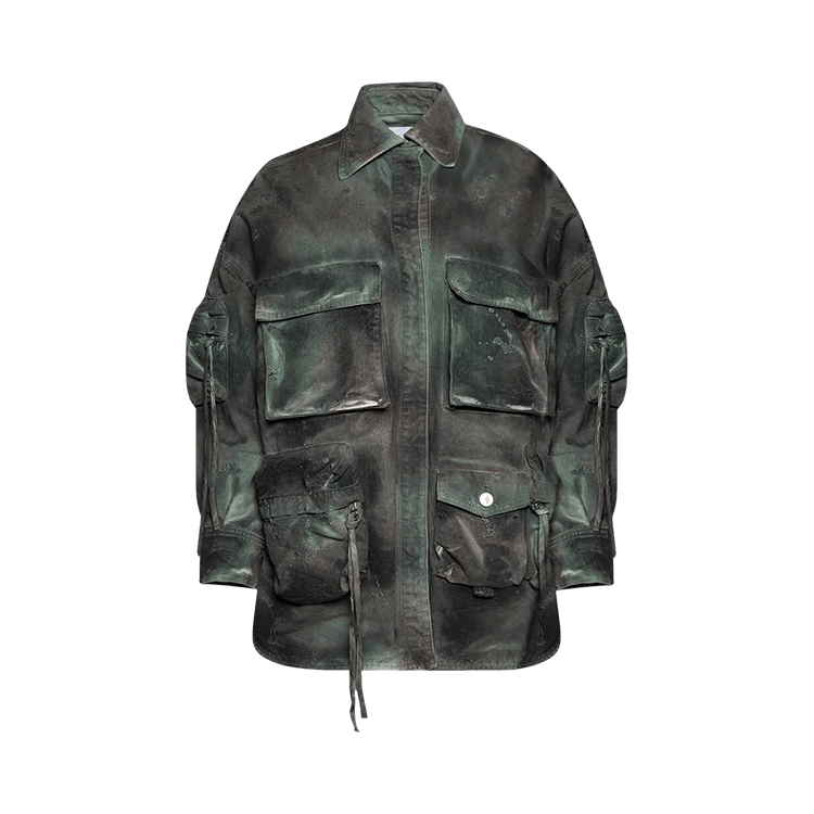 The Attico Fern Short Coat "Stained Green Camo"