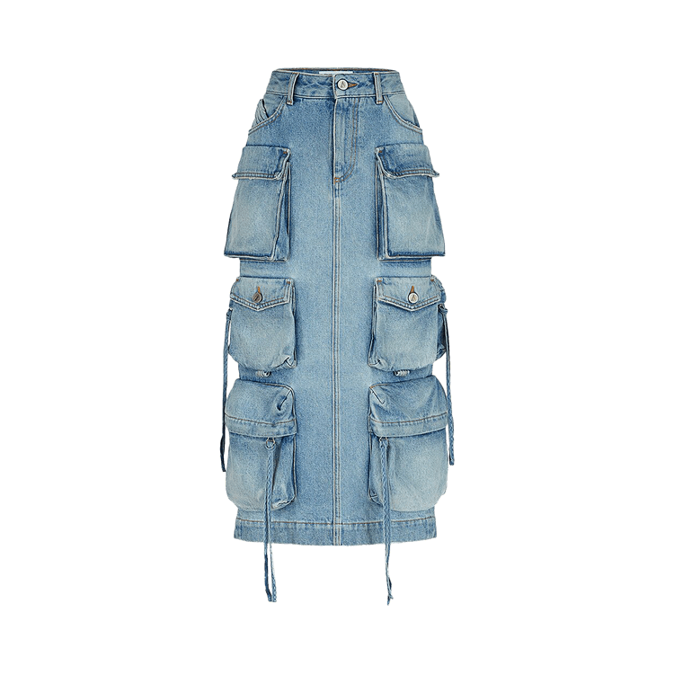 The Attico Midi Denim Skirt "Sky Blue"