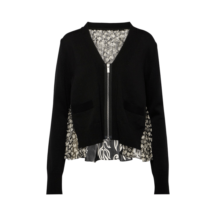 Sacai Floral Print Knit Cardigan "Black"