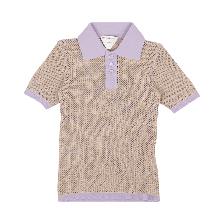 Bottega Veneta Fishnet Polo Sweater "Lavander"