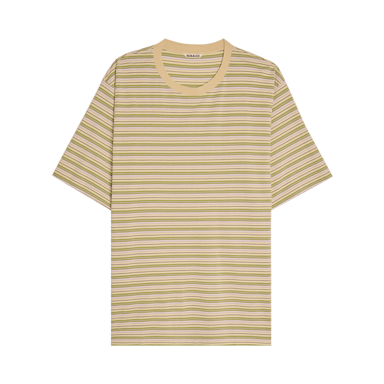 Auralee Border Tee "Beige Border"