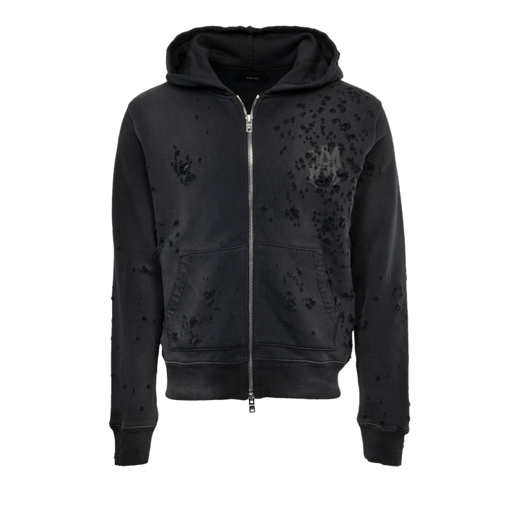 Amiri Logo Shotgun Zip Hoodie "Faded Black"