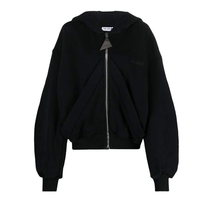 The Attico Logo Printed Zip Hoodie "Faded Black"