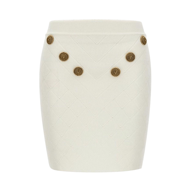 Balmain 6 Button Knit Skirt "White"
