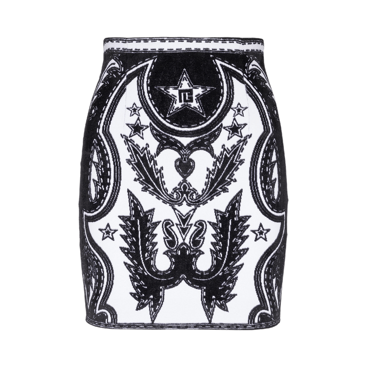 Balmain PB Western Short Skirt "White/Black"