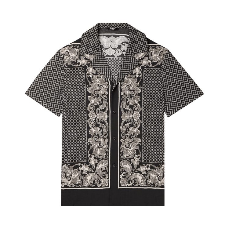 Balmain Paisley Print Bowling Shirt "Black/Ivory"