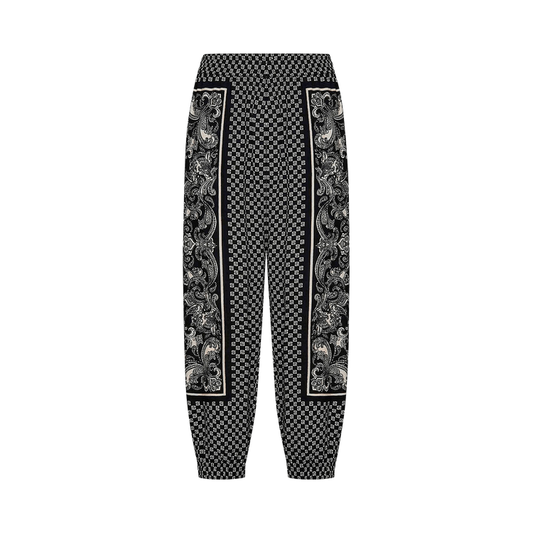 Balmain Mini Monogram Paisley Print Trousers "Black/Ivory"