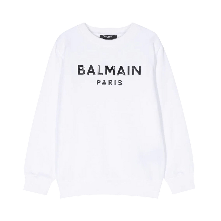 Balmain Kids Logo Printed Crewneck Sweatshirt "White"