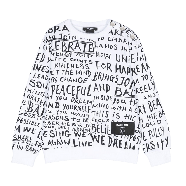 Balmain Kids Graphic Print Long-Sleeve T-shirt "White"