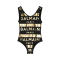 Balmain Kids Logo Printed Low Back Swimsuit "Black"
