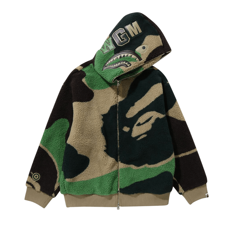 BAPE Mega ABC Camo Shark Boa Hoodie "Green"