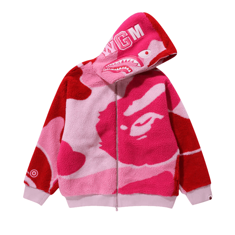BAPE Mega ABC Camo Shark Boa Hoodie "Pink"