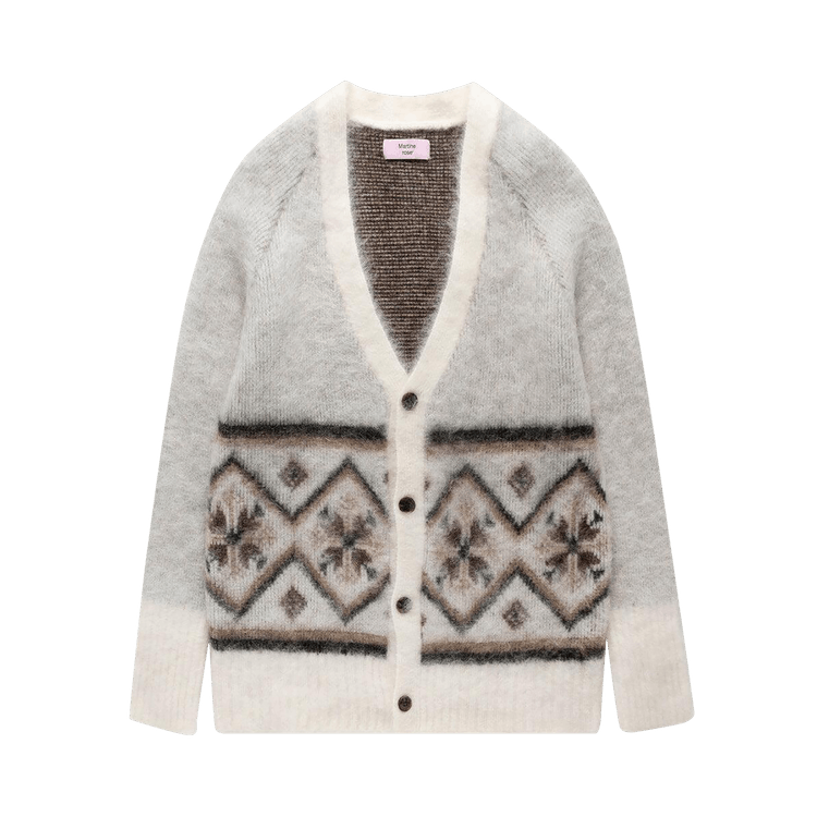 Martine Rose Burshed Mohair Fair Isle Cardigan "Ivory/Oat/Chocolate"